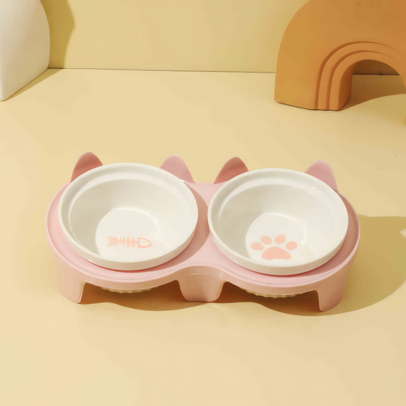 분홍색 두꺼운 이중 그릇 + 분홍색 낙하 방지 프레임