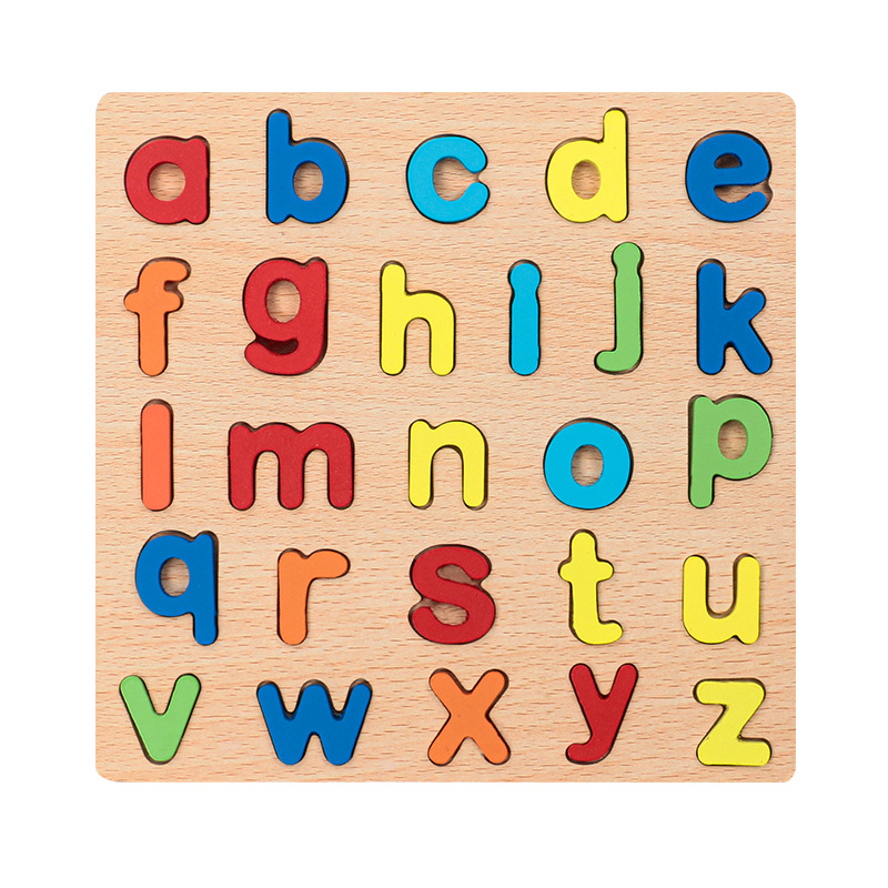 Rompecabezas de números de madera para niños, rompecabezas de letras, gráficos geométricos, juego cognitivo, agarre de mano, juguetes educativos de educación temprana