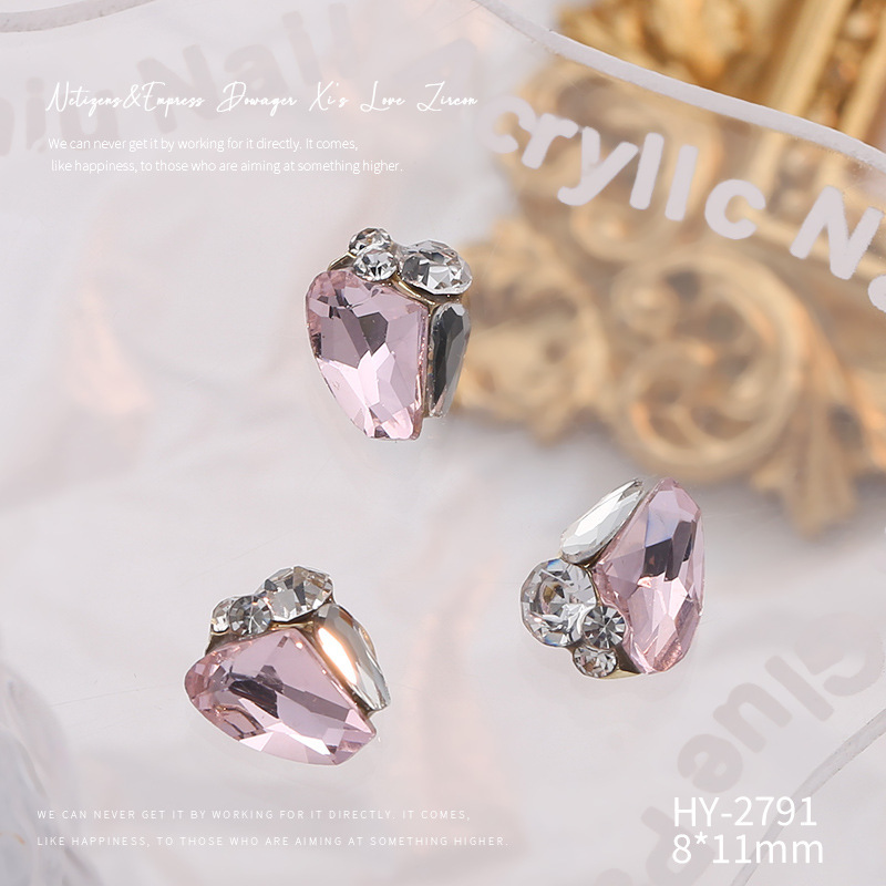 Celebridad en línea Maillard joyería de uñas de cristal pila diamante producto terminado flash torcido corazón grasa cuadrado hecho a mano perla joyería de uñas