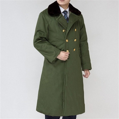 Old Army Green Coat Security staff overcoat Cotton overcoat winter thickening Extension Cold proof keep warm Labor insurance overcoat