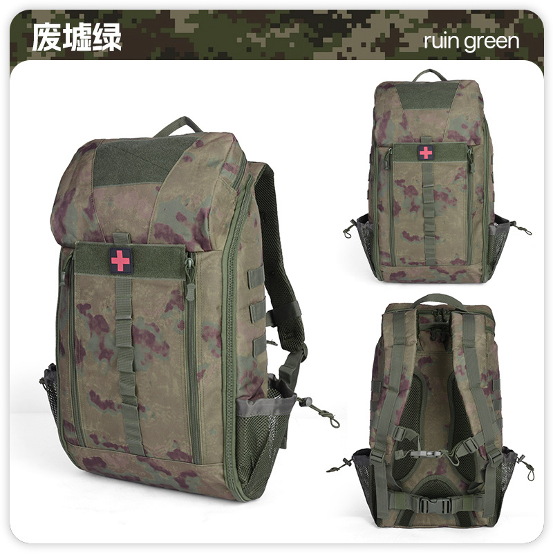 Bolsa médica táctica multifuncional personalizada transfronteriza de primeros auxilios contra incendios al aire libre de gran capacidad de material de emergencia a pie mochila