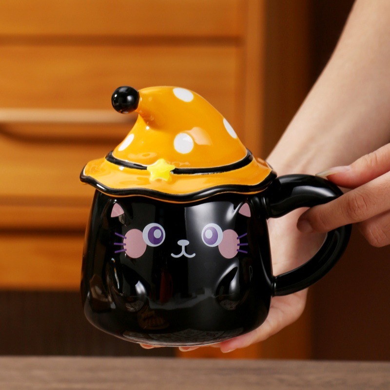 ✅誕生日プレゼント珍しい幽霊マグカップ蓋付き陶磁器カップハロウィーンプレゼントお土産カップ|undefined