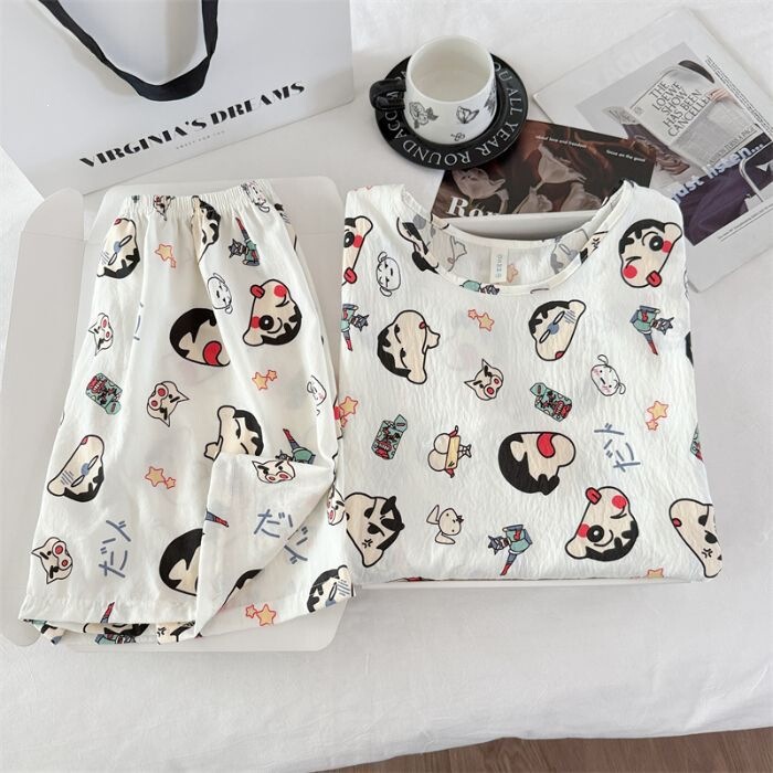 pajamas cross-border trade pajamas wholesale women's summer loose plus size cartoon cute short sleeve home clothes suit