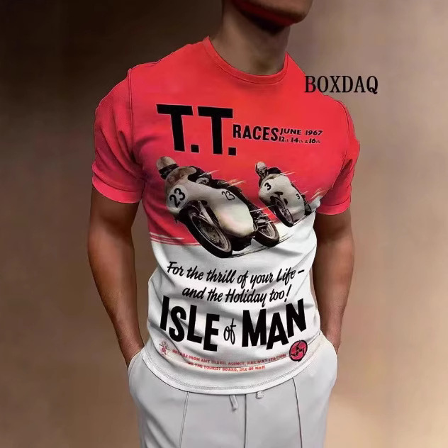 Quick-Drying Men's Motorcycle Clothes 3D Printing Comfortable Breathable Sweat-Absorbent Printed Short-Sleeved T-Shirt Casual Short-Sleeved