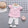 Summer clothing, rabbit, set girl's, season 2021, new collection, with short sleeve, Korean style, suitable for import, children's clothing, wholesale