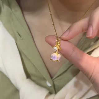 紫色玫瑰项链轻奢高级感锁骨链小清新设计感颈链