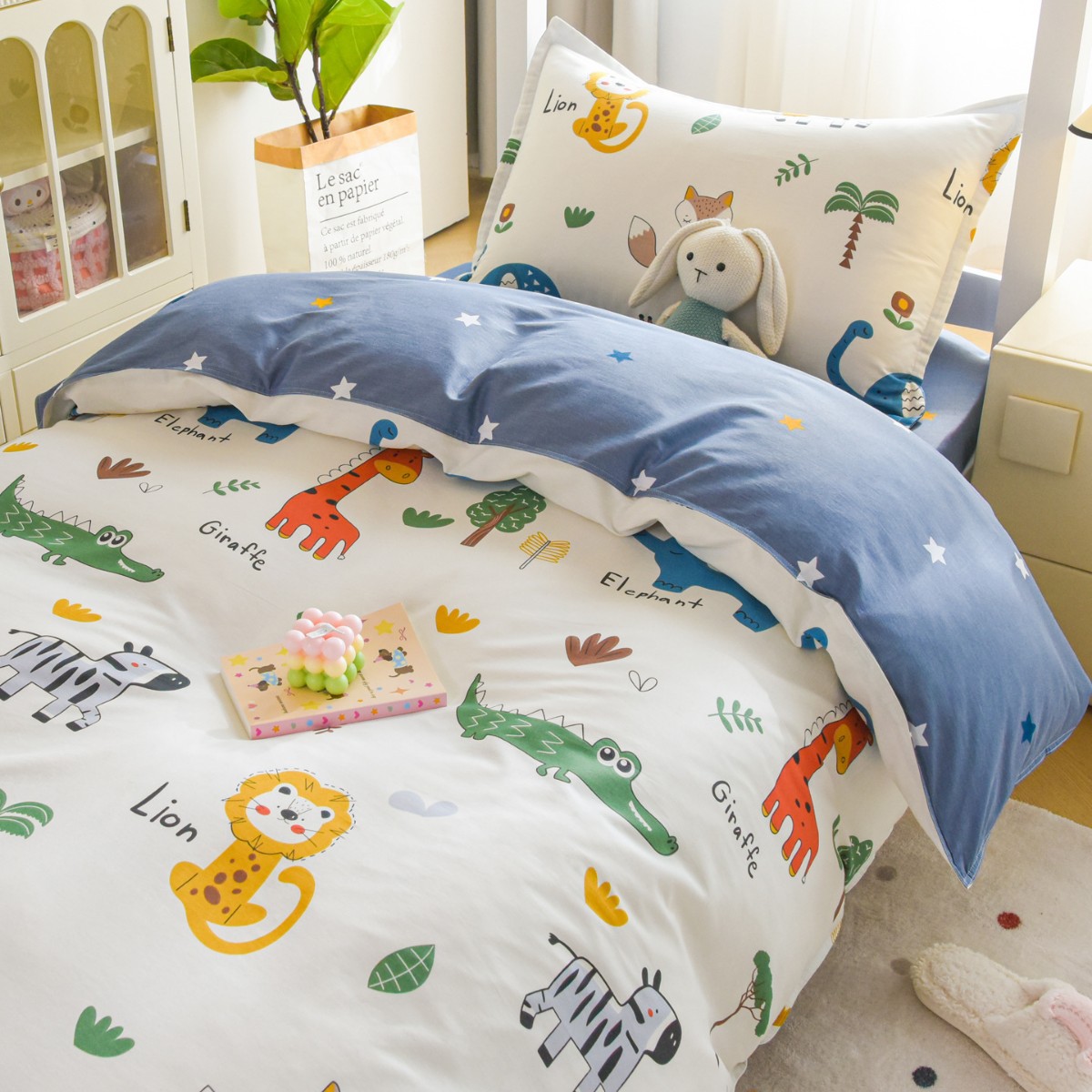 Dormitorio de tres piezas de cama de algodón dormitorio de algodón para estudiantes de primaria cama única cama