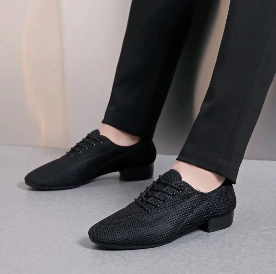 Men's Breathable Square Dance Modern Dance Ballroom Dance Tango Foxtrot Mid-Heel Adult Soft-Soled Performance Group Dance Shoes