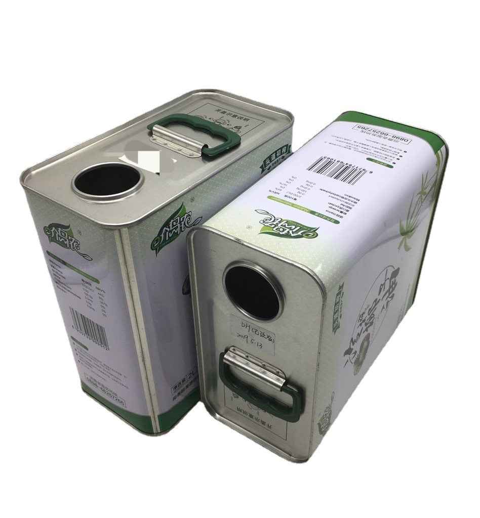 2L山茶油方罐菜籽油亚麻籽油橄榄油花生油涂白方罐食用油铁罐