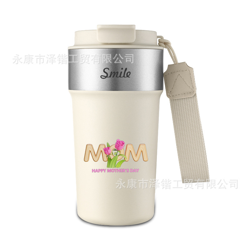 跨境304不锈钢咖啡杯 带提绳便携保温杯高颜值户外车载双饮水杯|undefined
