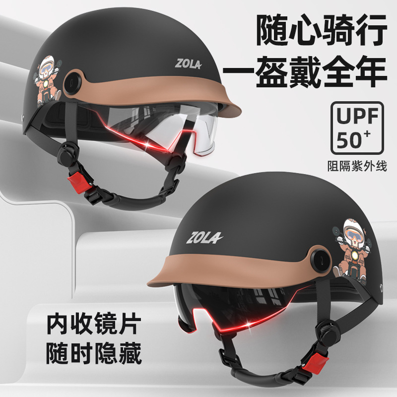 3C Certified Electric Vehicle Duckbill Helmet for Men and Women, Safety Helmet for Electric Scooters, Sun Protection, Lightweight Half Helmet with Ear Protection for Riding