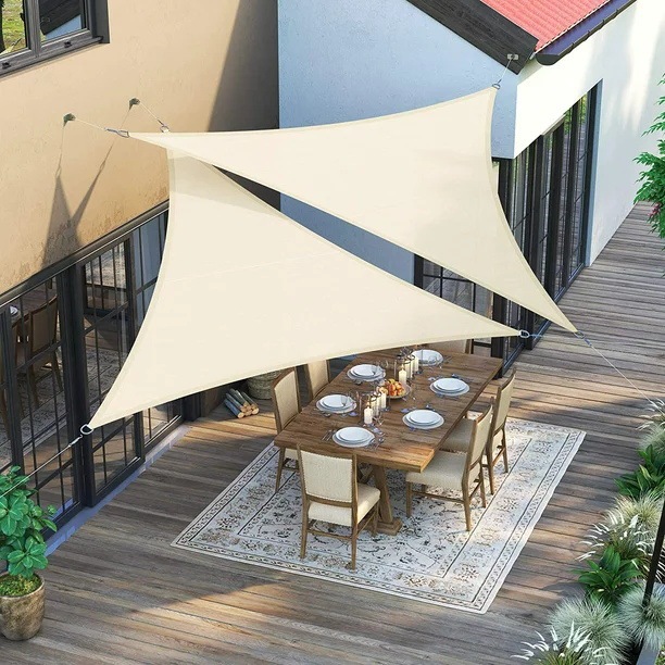 Outdoor Triangular Canopy Outdoor Courtyard Balcony Sun Protection Awning 3 Meters Foldableing Silver-coated Awning Landscape Canopy