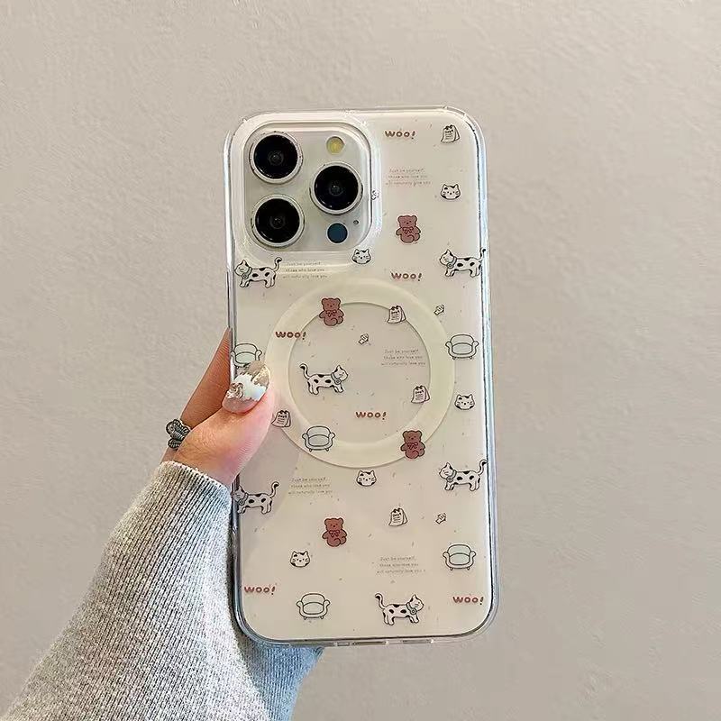 Ins lindo oso de música mecedora para iphone14 Apple 16ProMax funda para teléfono móvil 15PRO soporte 13 mujer