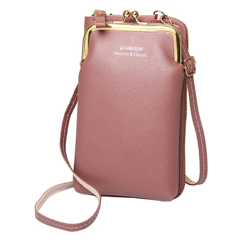 Cross-Border New Vertical Style Mobile Phone Bag for Women, Korean Style Fashionable Solid Color Multifunctional Summer Outing Small Crossbody Bag