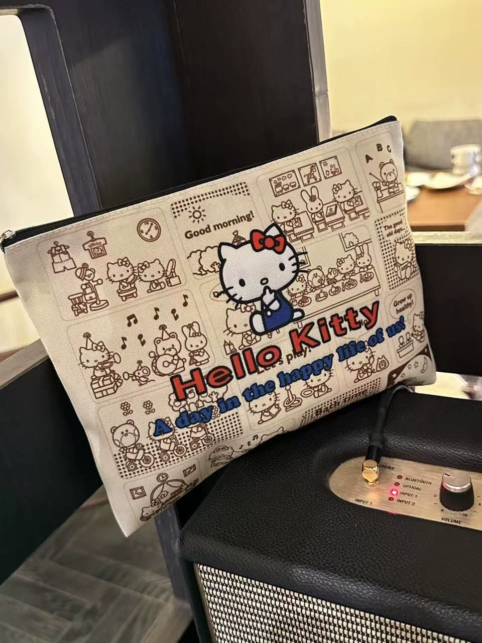 Клатч (Hello Kitty), маленький карман для хранения, ткань с принтом, молния, лёгкий 0,03 кг