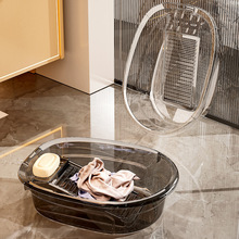 洗衣盆透明家用带搓衣板洗衣服洗内衣内裤盆子塑料加厚PET脸盆