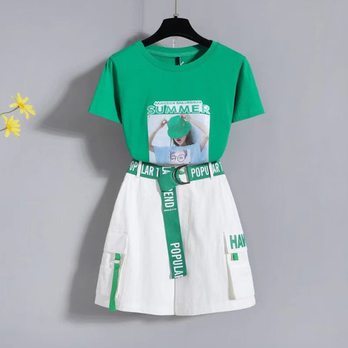 Women's Summer 2024 New Model Petite Charming Stylish Youthful Two-Piece Work Short Shorts and T-Shirt Set