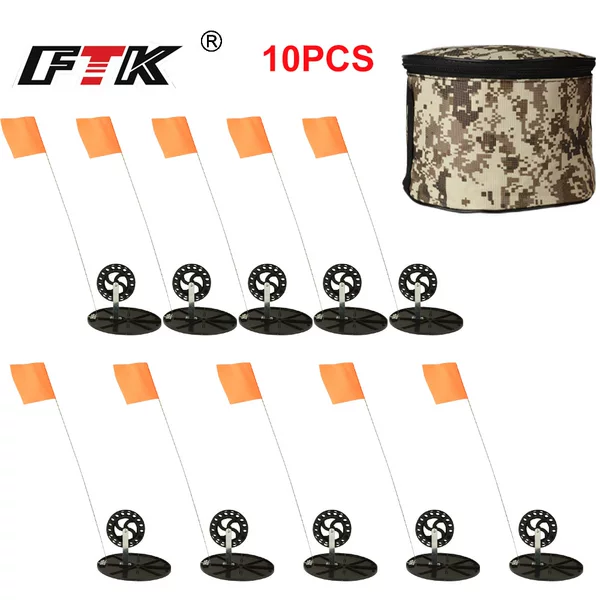Ftk Ice Fishing Flag Winter Outdoor Fishing Rod Bag Set Automatic Fishing Platform 10-Piece Cross-Border Manufacturer Portable