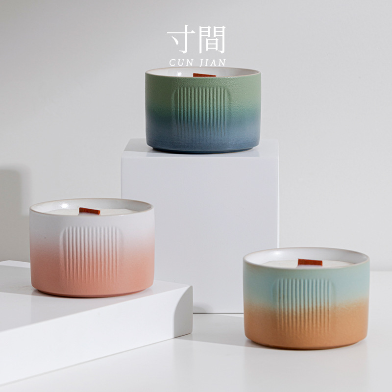 Inch gradient INS style ceramic aromatherapy candle Cup DIY Chinese style soy wax container fragrance container niche