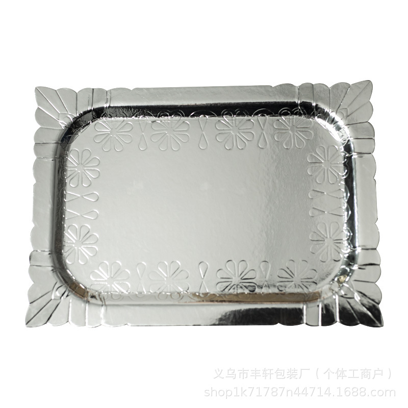 Fábrica al por mayor nueva bandeja de papel desechable engrosada de película de aluminio dorado bandeja de barbacoa cubiertos de fiesta de cumpleaños platos de papel