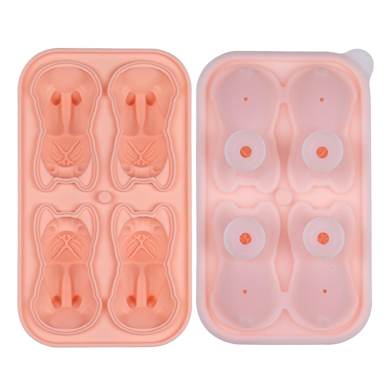 Bandeja de Hielo de Silicona, Molde Transparente para Bolas de Hielo, Cubitos de Hielo para Whisky, Bandeja de Hielo Grande de Silicona con Forma de Perro Bulldog Corgi