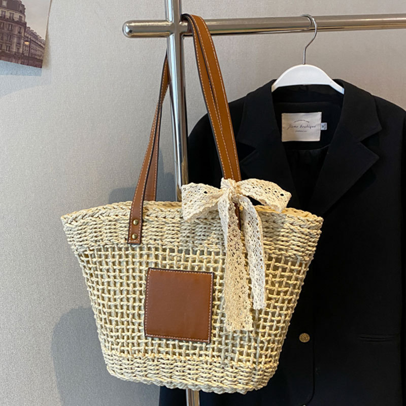 廠家直供新款大容量時尚編織包包女洋氣簡約單肩包韓版草編托特包