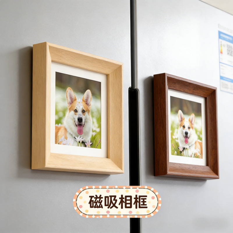 6inch Photo Frames for Home Use, Wooden Photo Frames, Commemorative Picture Frames, Pet Photo Wall, Magnetic Refrigerator Stickers, Display Decorative Photo Frames