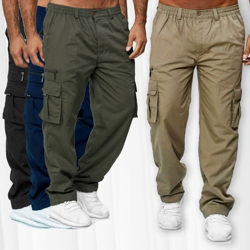 Asian-style men's eBay casual multi-pocket loose-fit straight-leg cargo pants for outdoor fitness