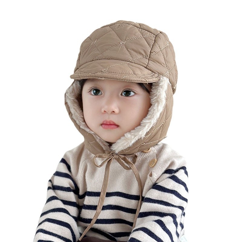 Sombrero de bebé de invierno para viajar al aire libre para niños y niñas y niñas con sombrero de lana caliente Lei Feng moda dos sombreros de lengua de pato para niños
