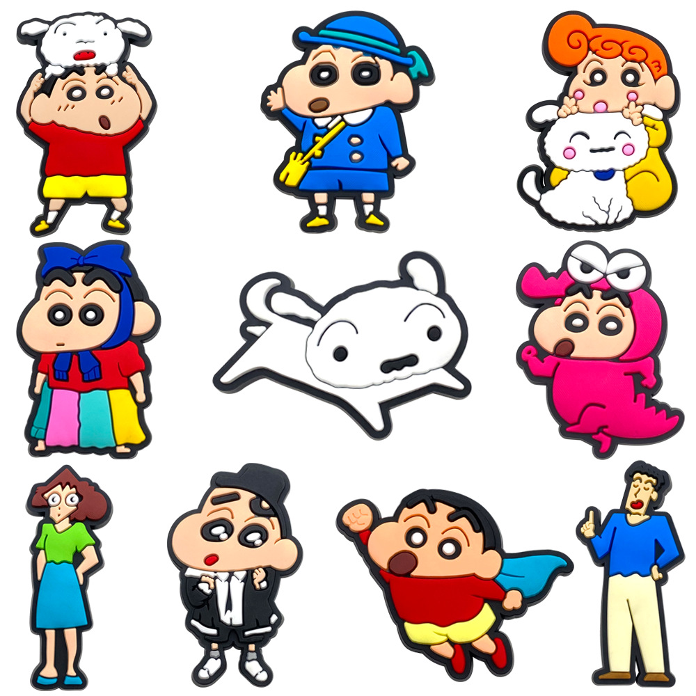 Anime Crayon Shin-Chan Patch Pvc Soft Glue Refrigerator Patch Croc Shoe Flower Patch Cross-Border DIY Accessories Wholesale
