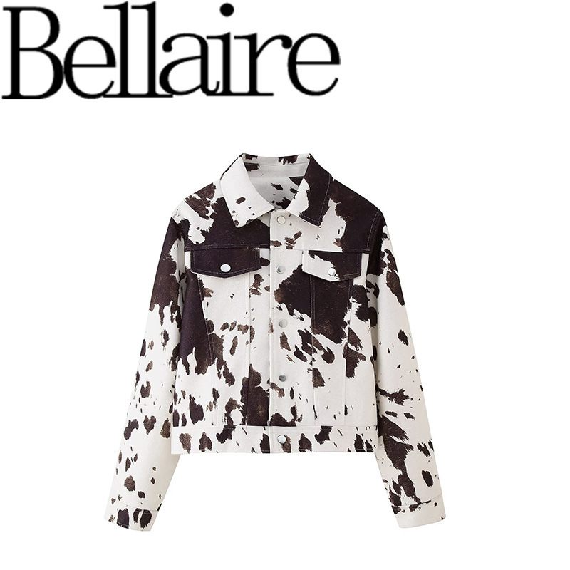 Za Foreign Trade Wholesale European and American Style French Women's Fashion Design In-Stock Animal Print Jacket Coat