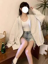 春秋款连帽卫衣外套韩版拉链新款宽松显瘦开衫学生慵懒上衣