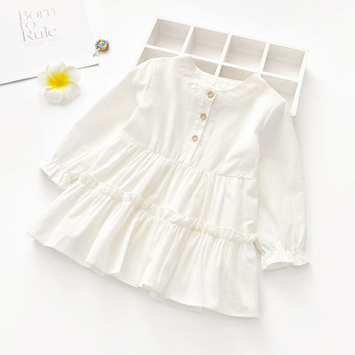 Children's Top 2025 Spring and Autumn Stylish Blouse Skirt Children's Cotton Linen Skirt Shirt for Girls Baby Long Sleeve Blouse