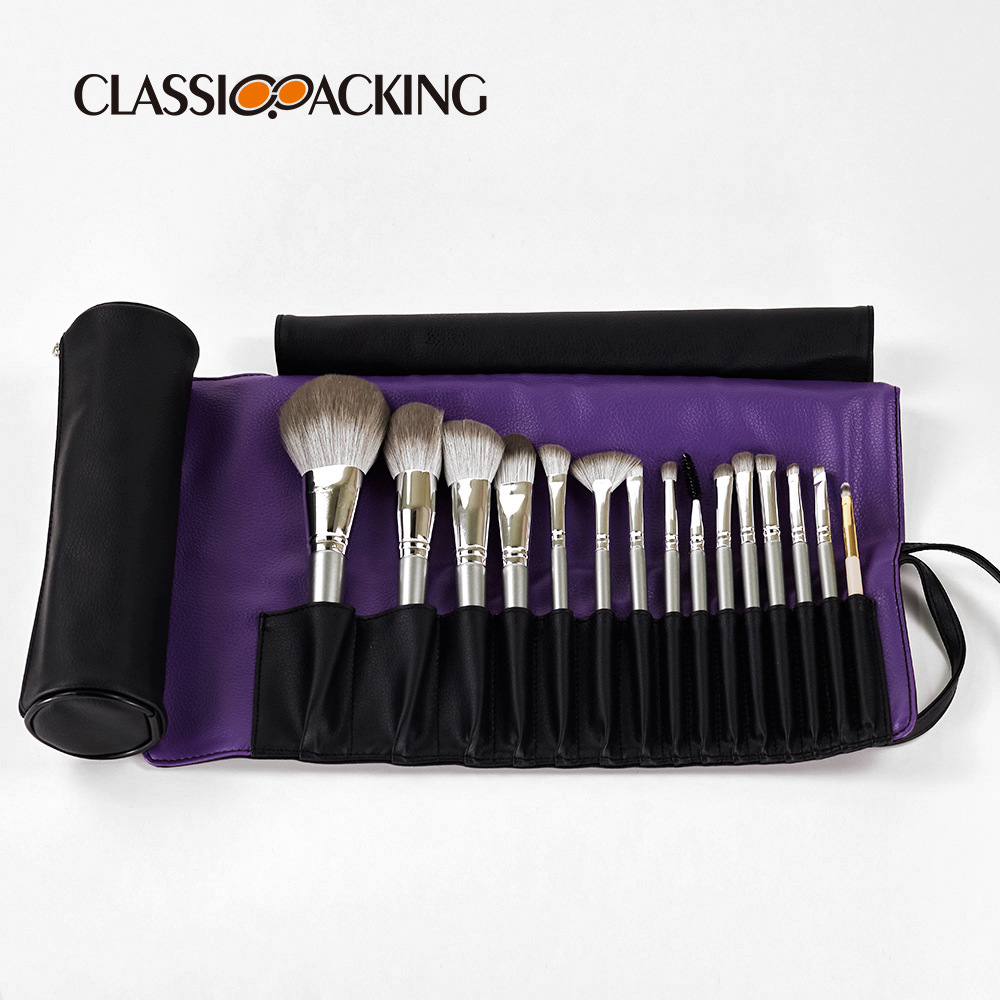 Bolsa de almacenamiento de cepillo de maquillaje popular transfronterizo portátil de gran capacidad rollo de viaje bolsa de lavado impermeable logotipo impreso