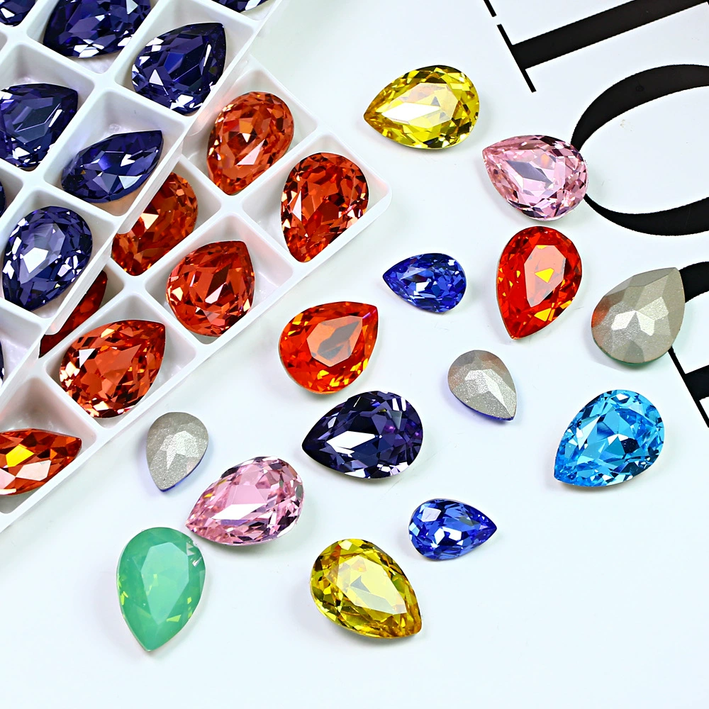 Dongzhou Crystal K9 сверло с острым дном DIY ювелирные аксессуары капли воды стеклянное сверло цветное сверло для ногтей высококачественное сверло для сваи 10*7