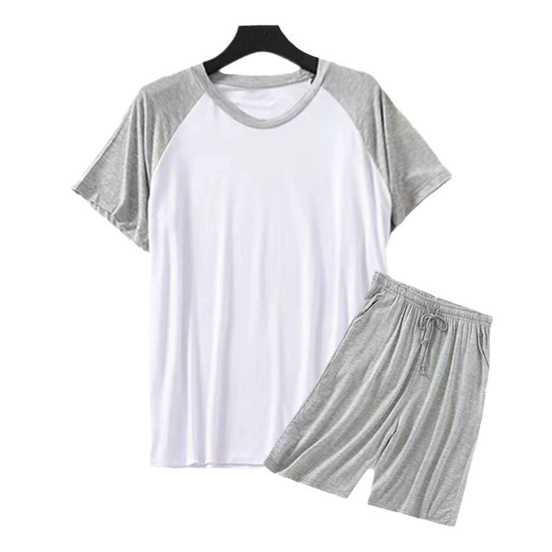 Summer silk thin pijama, set, round collar, V-neckline