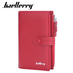 Baellerry Women's Medium-Long Wallet with Lychee Pattern, Vertical Design, Multi-Card Slot, Zipper Closure Money Clip