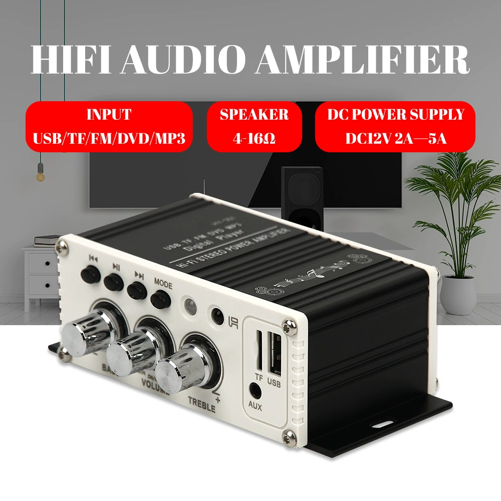 2-канальный автомобильный аудиоусилитель HIFI стерео, подходит для сабвуфера, 12 В, USB/карта, пульт дистанционного управления