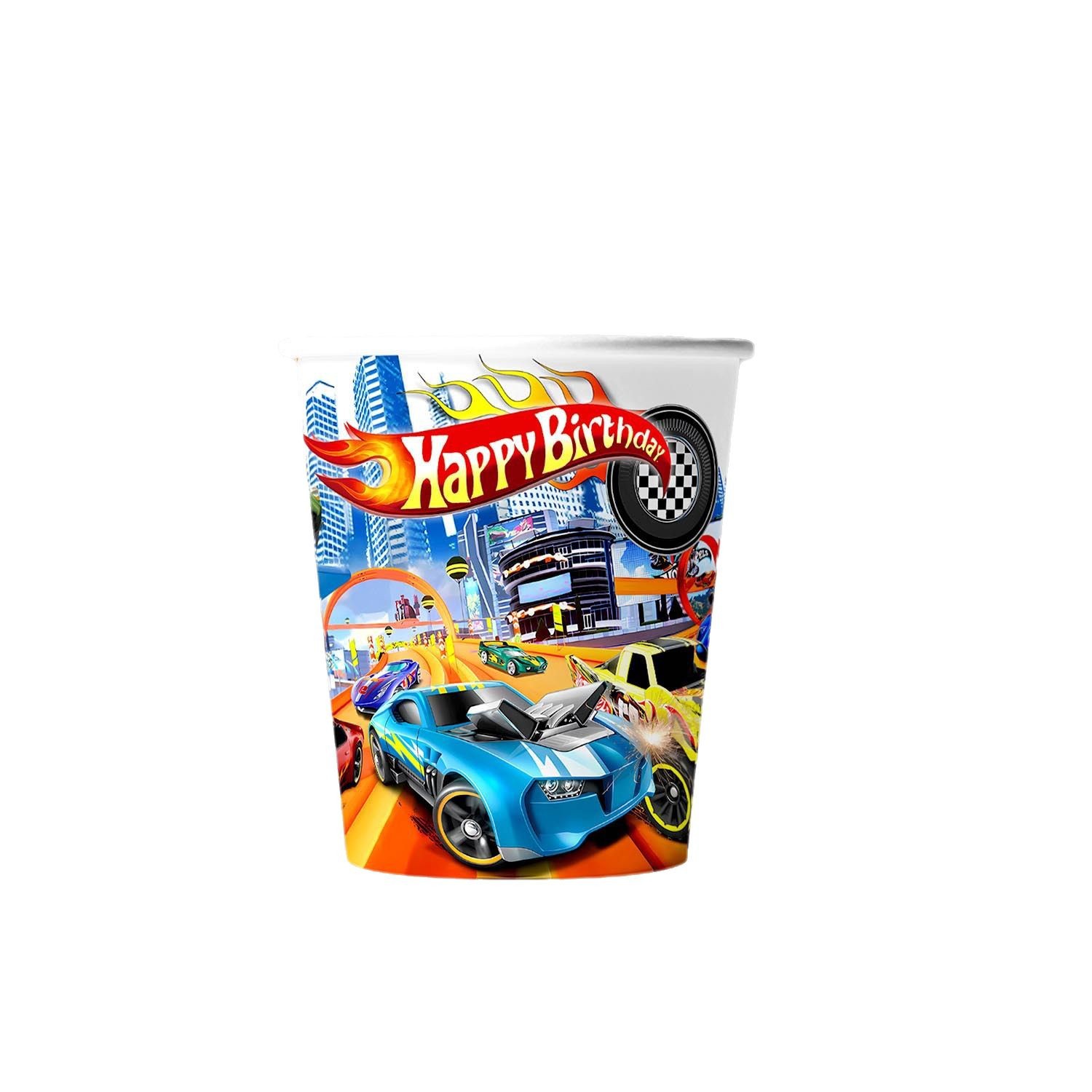 Amazon Hot Sale Hot Wheel Racing Theme Party Party cubiertos bandejas de papel tazas de papel bandejas de tracción