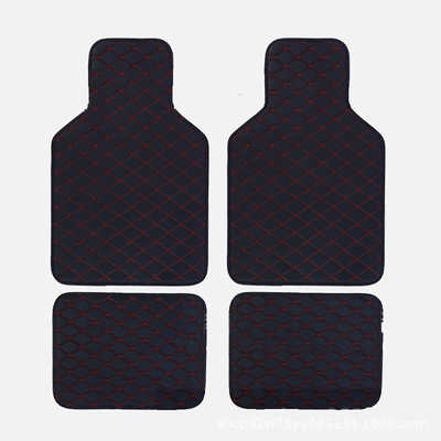 Universal Foot Pad mats, foreign trade car - black-with-red-line-convex-head-four-piece-set