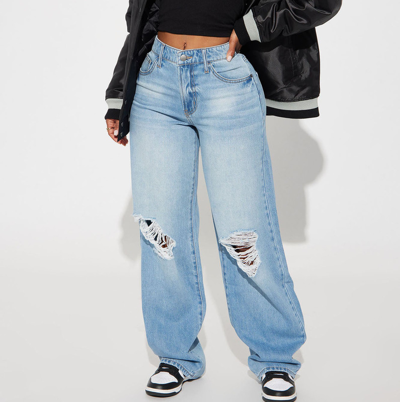 High Waist Wide Leg Ripped Non-Stretch Straight Leg Jeans No Stretch Straight LegJeans3647 High Waist Wide Leg Ripped Non-Stretch Straight Leg Jeans No Stretch Straight LegJeans3647