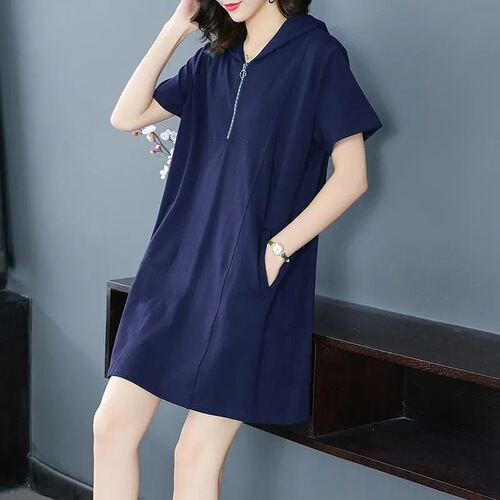 Improved model. Please look at the real thing before placing an order. Fat sister covers the belly and shows slimming dress. Large size women's dress. Summer.
