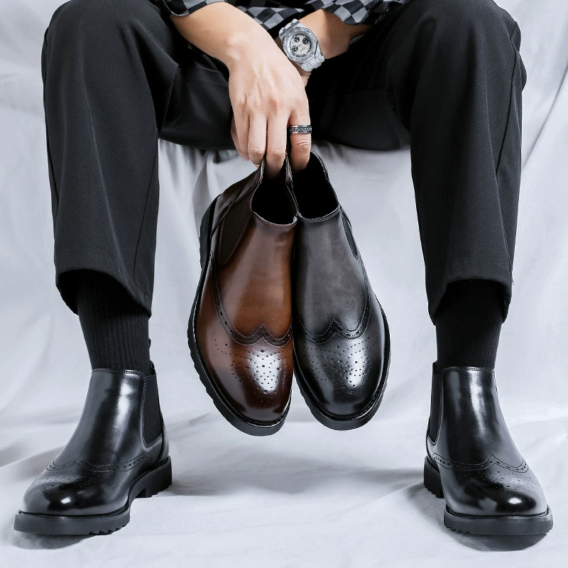 2024 новые челси мужские сапоги джентльмен в британском стиле дикие кожаные сапоги