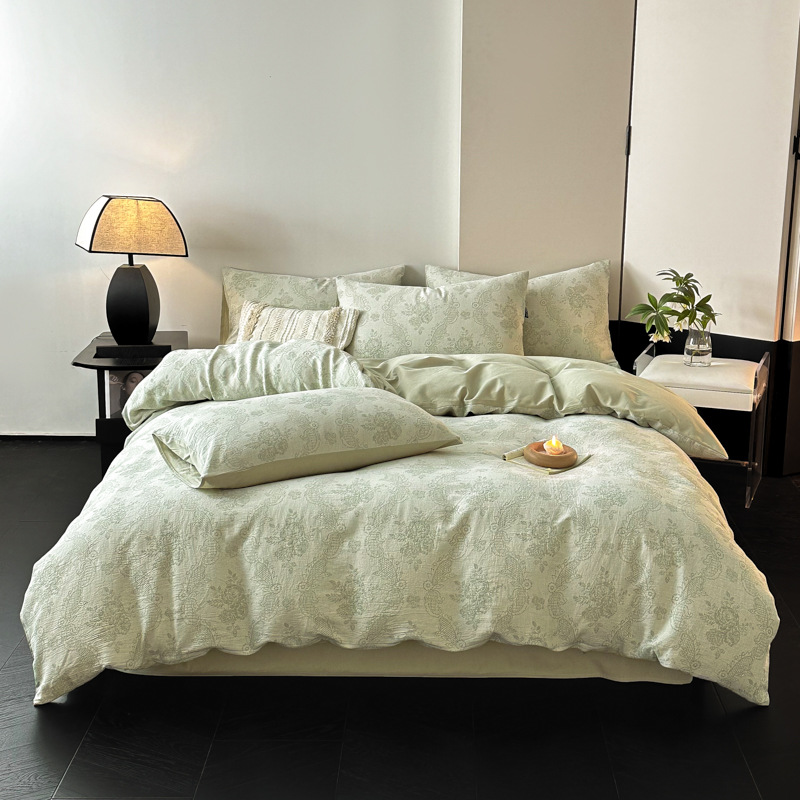 Una clase de madres y bebés de algodón molido cuatro piezas Nantong ropa de cama textil de algodón sábanas de cama cuatro piezas