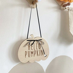 Ins Nordic Style Children's Room Wooden Pumpkin Hanging Decorations Halloween Home Dress Props Photo Props