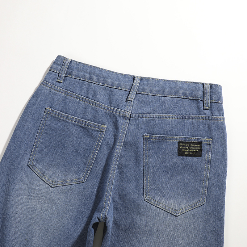 2025 New Men's Cropped Denim Shorts Spring Thin Loose Straight Trendy Versatile Mid-Length Shorts