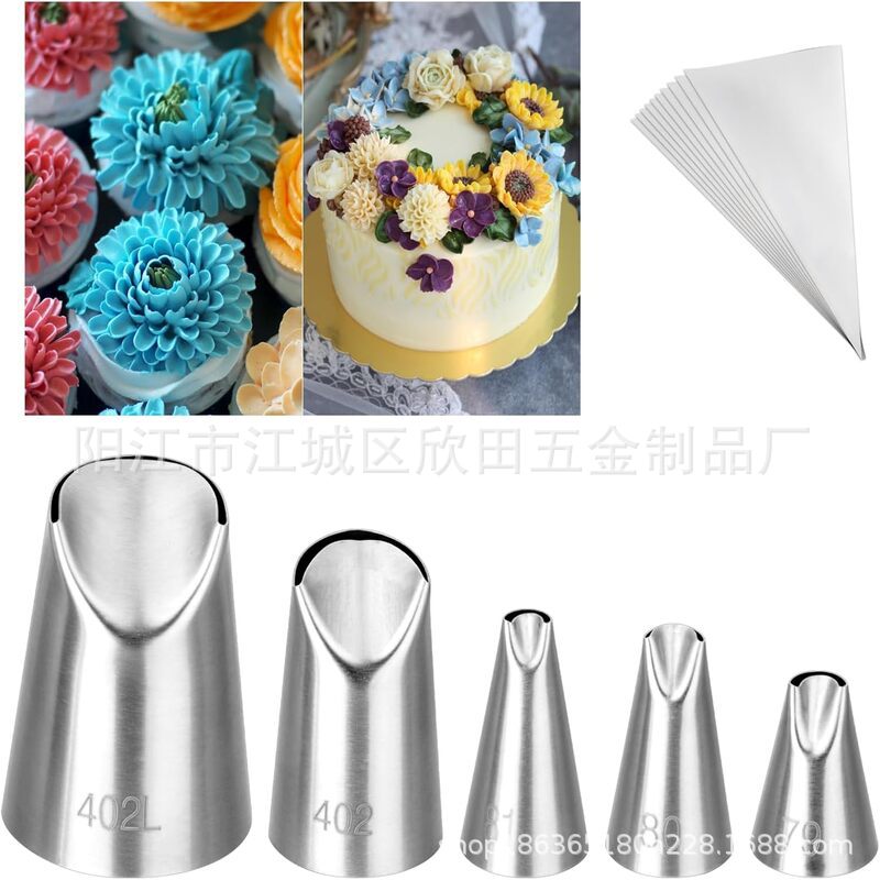5 piezas transfronterizas agujeros redondos enmarcados boca de flores macarrón pastel de frijoles solventes galletas boca de crema de acero inoxidable 304 image 3