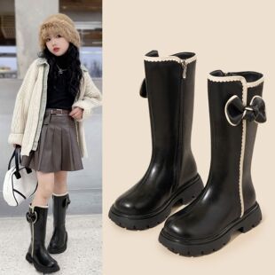 Girls Boots fleece-lined 2024 Winter New Children Martin Boots Princess Style Boots Little Girls Boots Autumn Winter