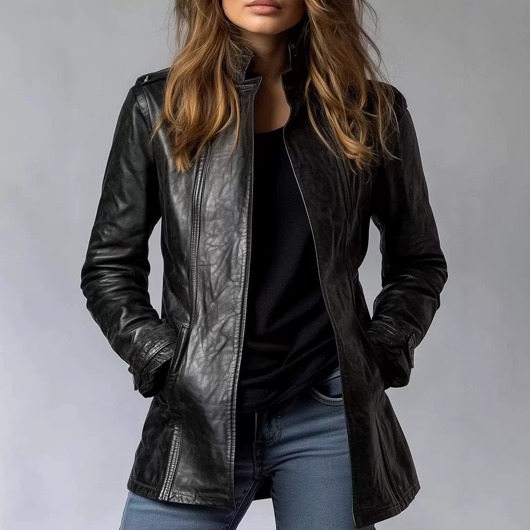 欧美跨境PU皮衣夹克外套机车女装仿皮革休闲百搭显瘦修身欧美时尚