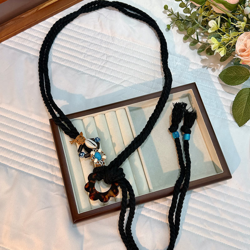 Cuerda de la cintura popular Bohemia tejida cuerda de cáñamo cadena de la cintura cinturón delgado vestido del todo-fósforo de las mujeres joyería transfronteriza al por mayor